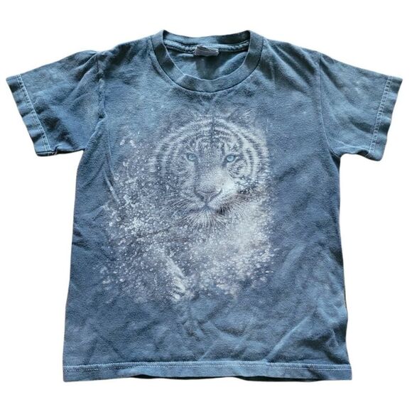 Vintage Big Cats White Tiger Blue & White Bleached Youth Tee, Size Small - Picture 6 of 6